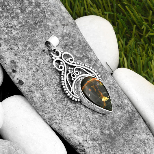 Natural Turkish Rainforest Chrysocolla Pendant P-1541 SDP107366