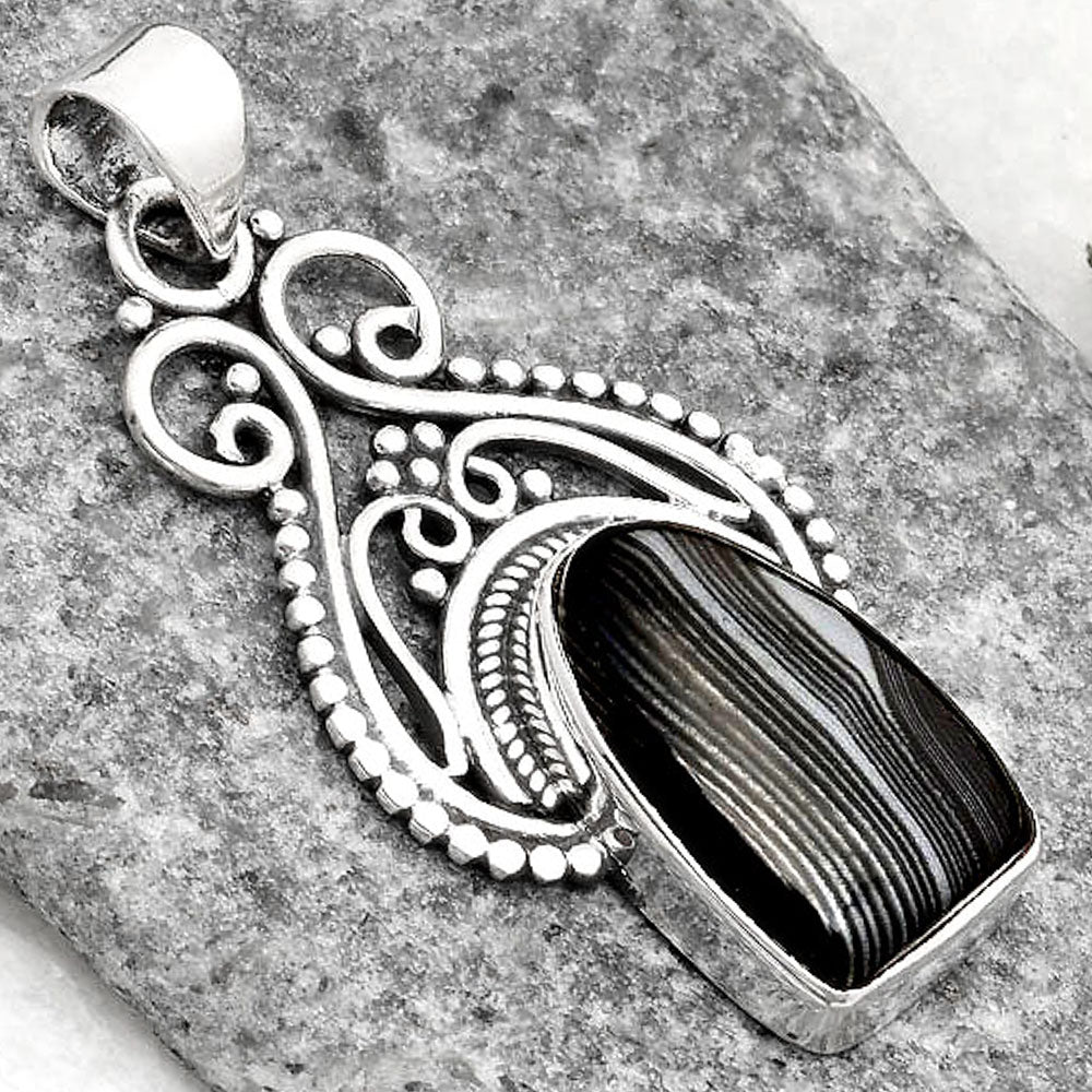 Crown Of Silver Psilomelane - Black Malachite Pendant P-1541 SDP107374