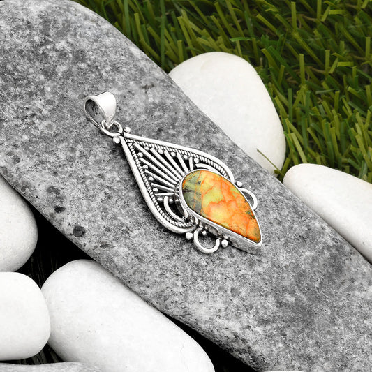 Natural Turkish Rainforest Chrysocolla Pendant P-1541 SDP107390