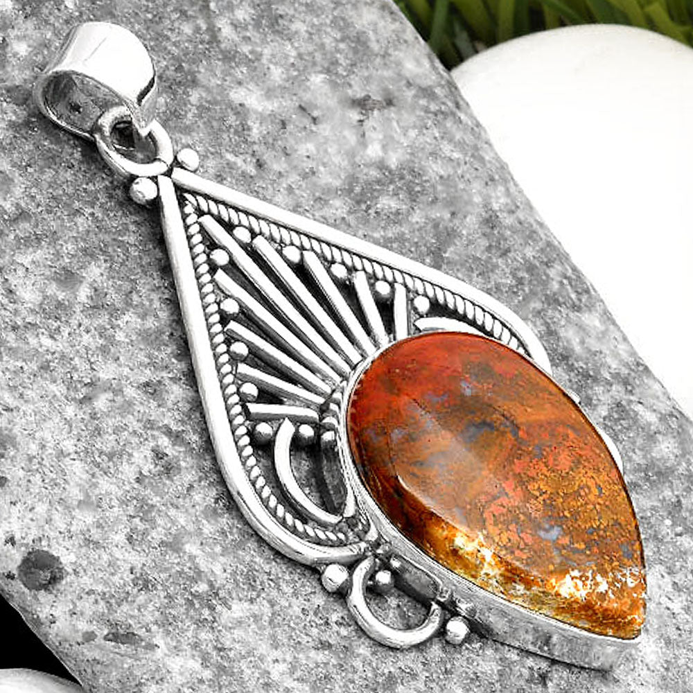 Natural Red Moss Agate Pendant P-1541 SDP107394