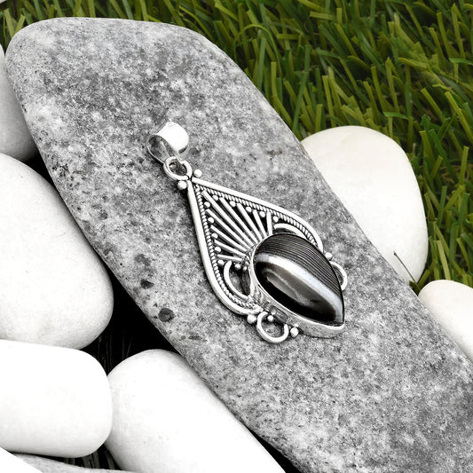 Crown Of Silver Psilomelane - Black Malachite Pendant P-1541 SDP107398