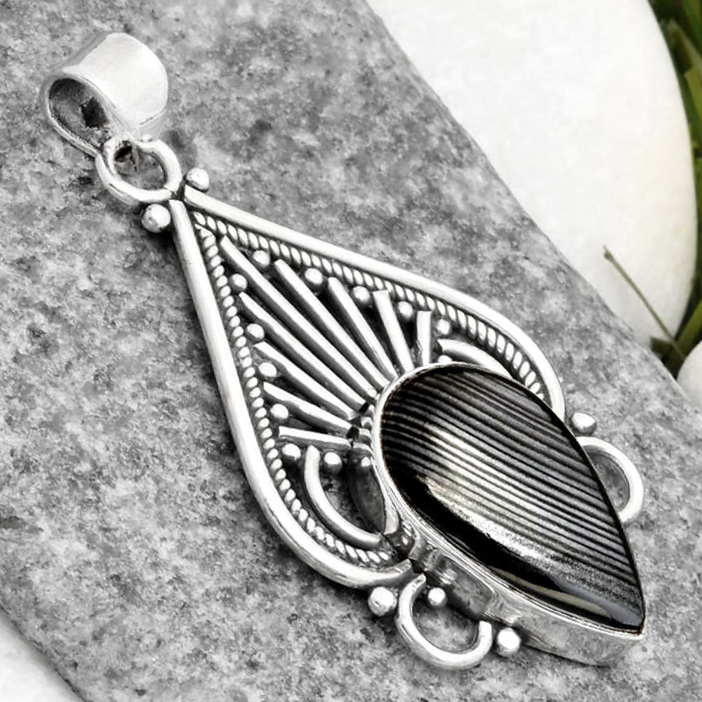 Crown Of Silver Psilomelane - Black Malachite Pendant P-1541 SDP107431