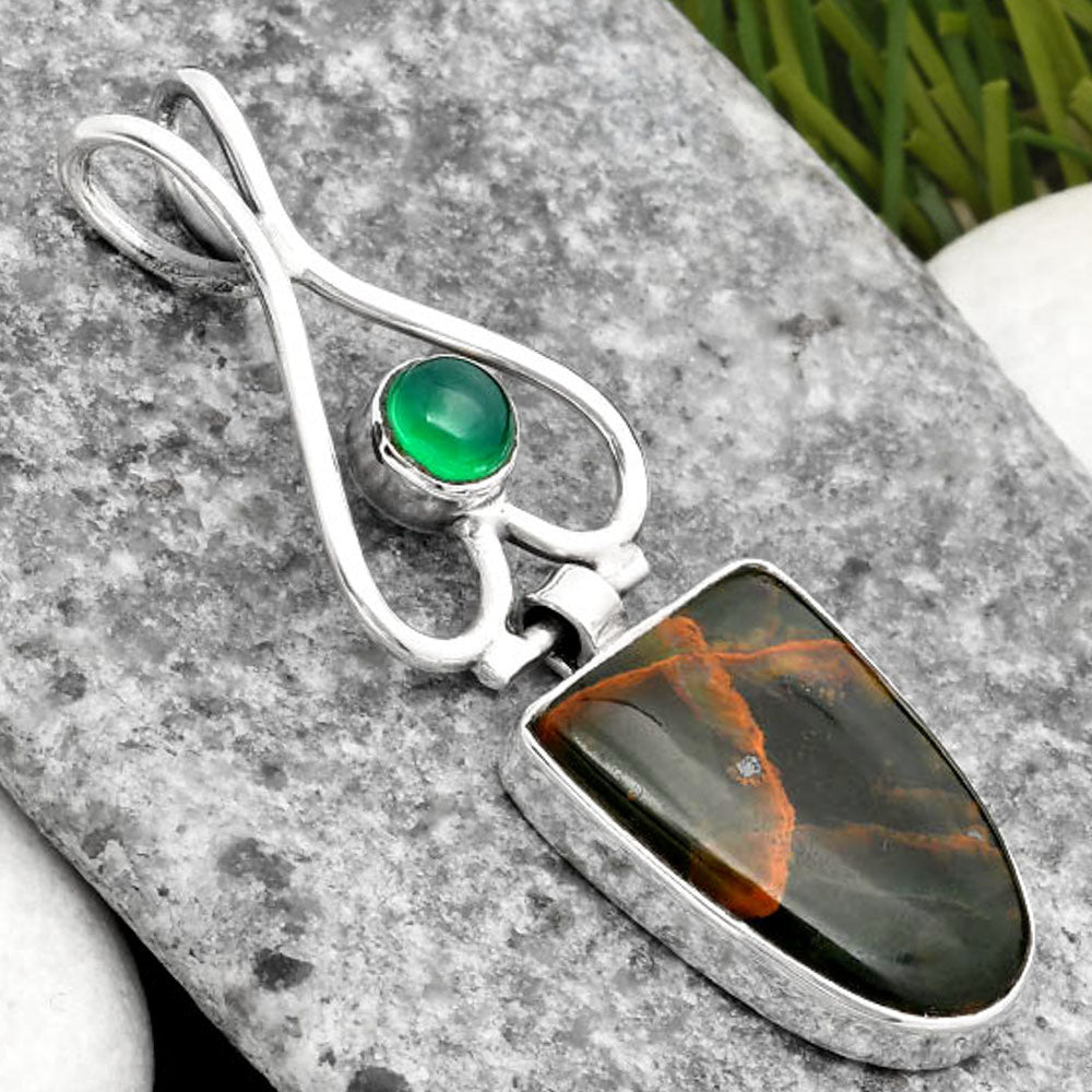 Turkish Rainforest Chrysocolla & Green Onyx Pendant P-1542 SDP107448