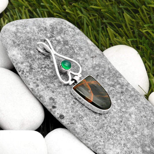 Turkish Rainforest Chrysocolla & Green Onyx Pendant P-1542 SDP107448