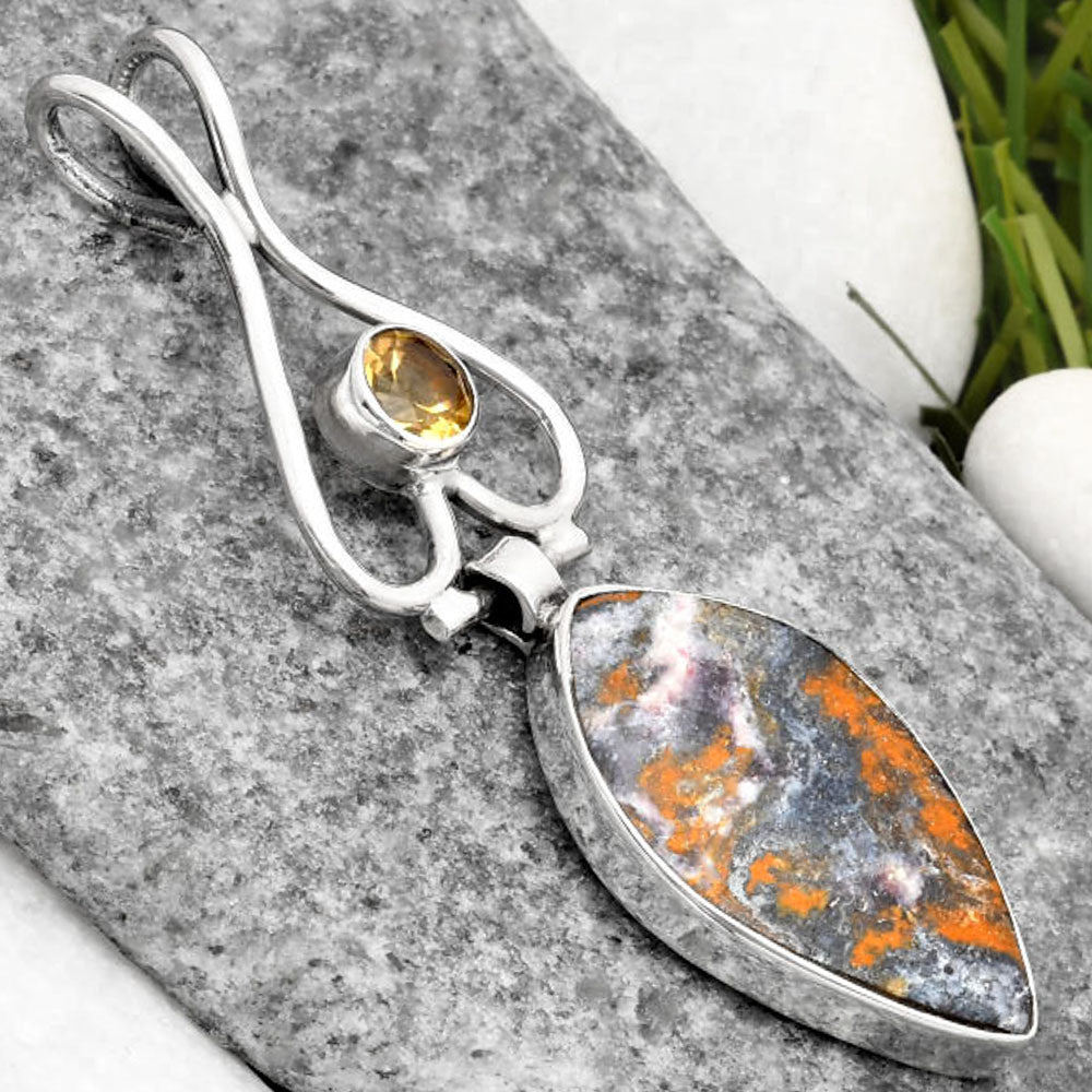 Natural Indian Blanket Jasper & Citrine Pendant P-1542 SDP107451