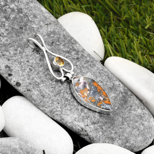 Natural Indian Blanket Jasper & Citrine Pendant P-1542 SDP107451