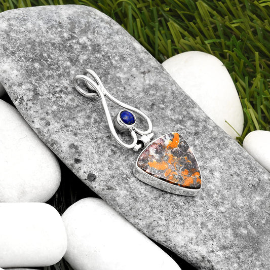 Natural Indian Blanket Jasper & Lapis Pendant P-1542 SDP107453