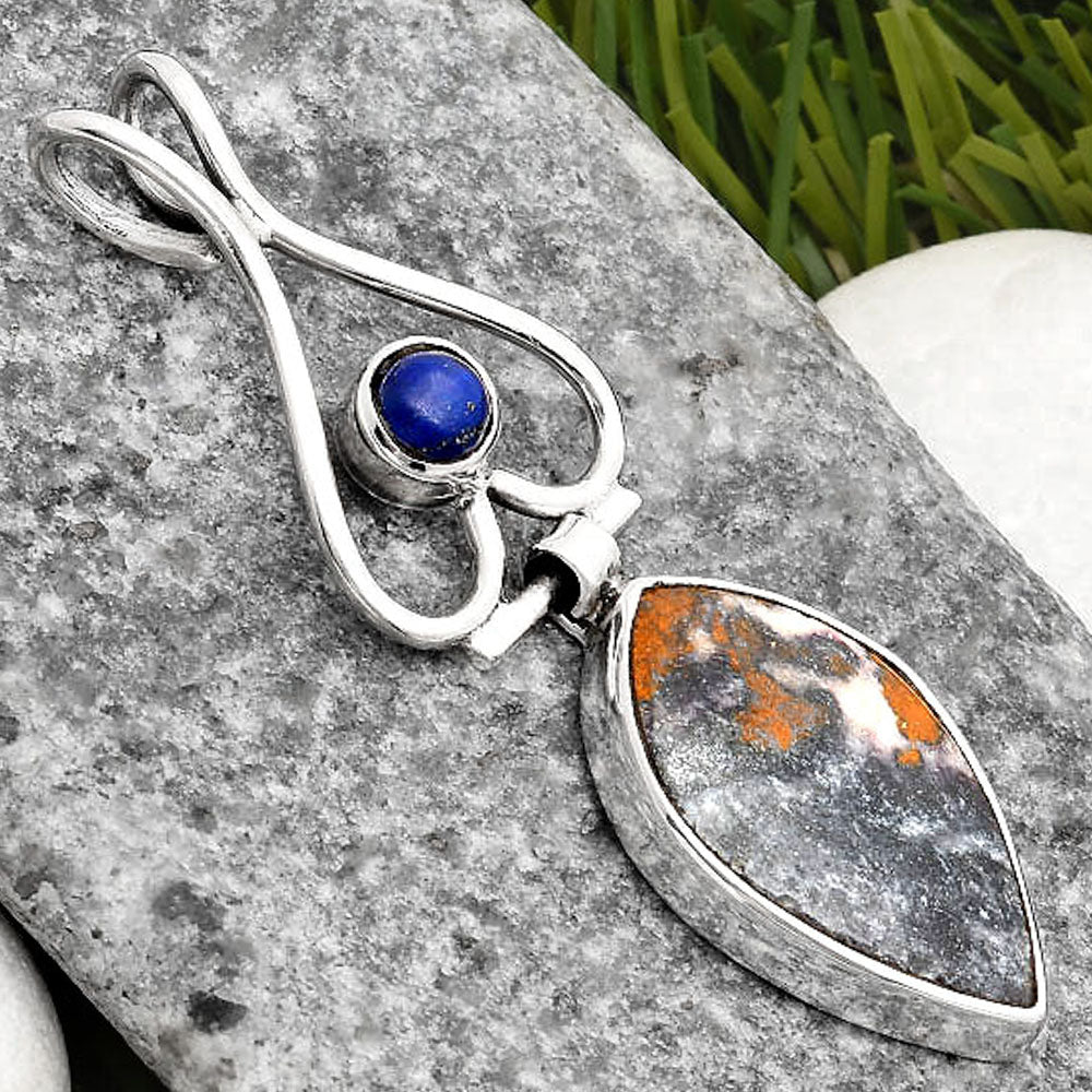 Natural Indian Blanket Jasper & Lapis Pendant P-1542 SDP107473