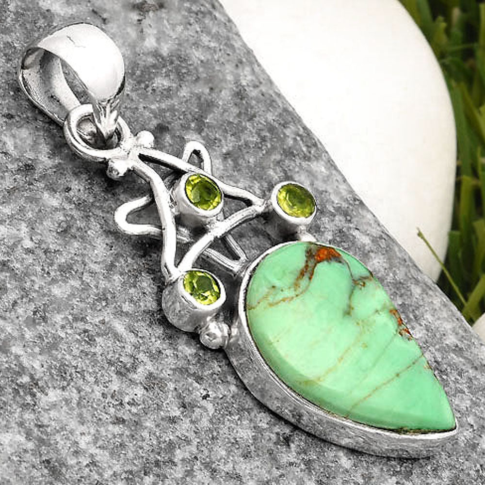 Star - Australian Variscite & Peridot Pendant P-1095 SDP107515
