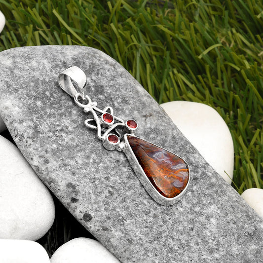 Star Rare Cady Mountain Agate & Garnet Pendant P-1095 SDP107527
