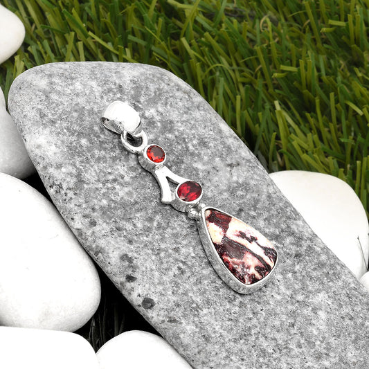 Natural Indian Blanket Jasper & Garnet Pendant P-1362 SDP107576