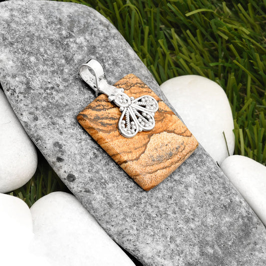 Natural Picture Jasper Pendant P-1469 SDP107642