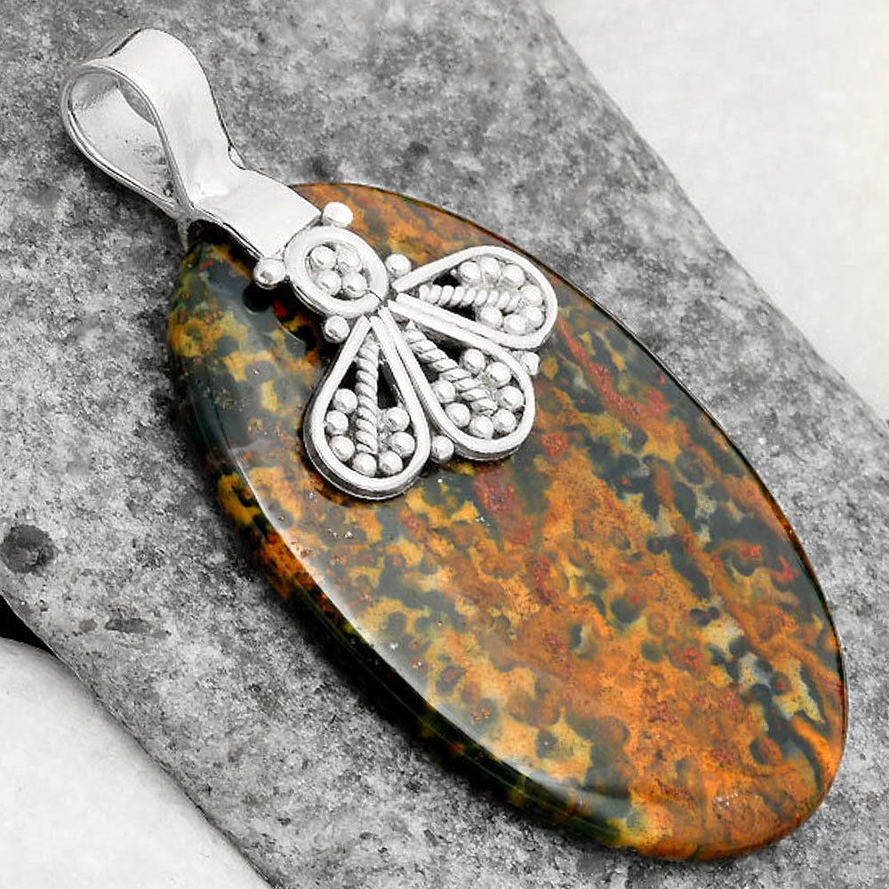 Natural Blood Stone - India Pendant P-1469 SDP107647