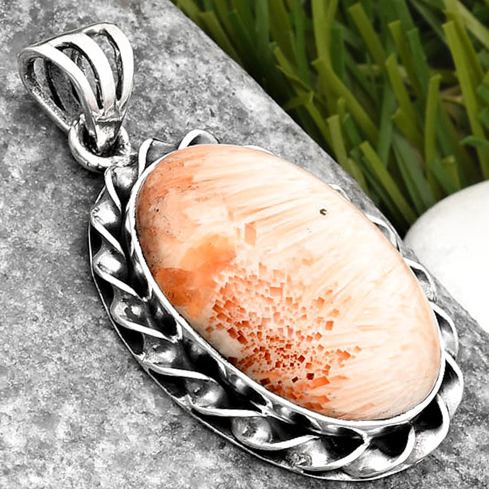 Natural Orange Scolecite - India Pendant P-1081 SDP107706