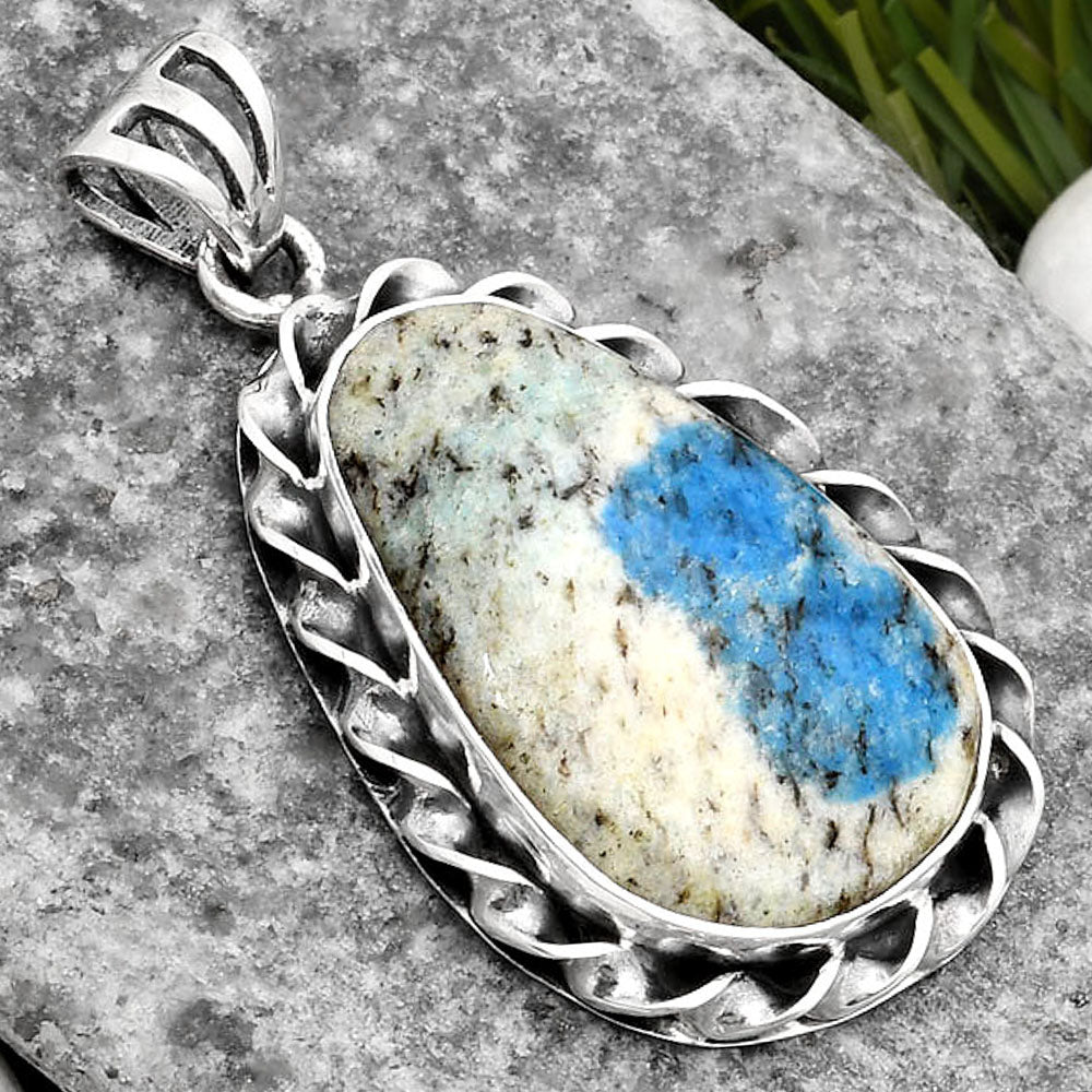 Natural K2 Blue - Azurite In Quartz Pendant P-1081 SDP107995