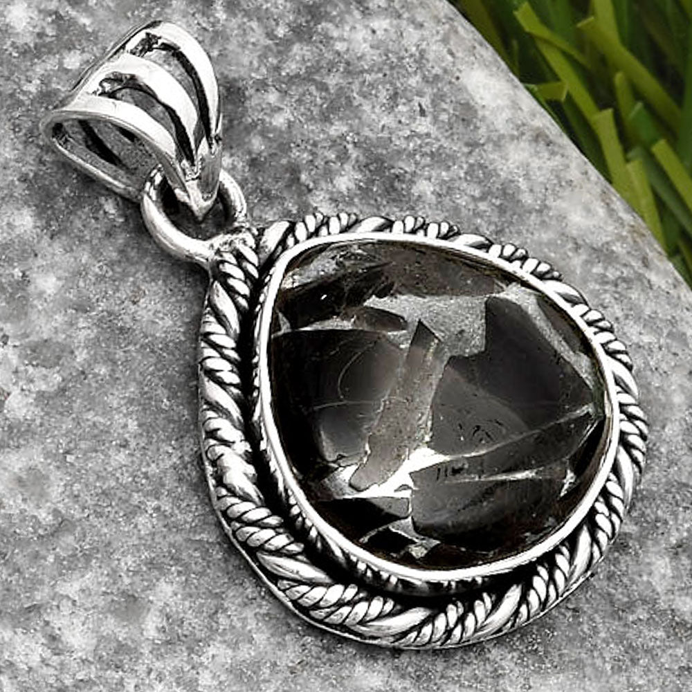 Natural Obsidian And Zinc Pendant P-1074 SDP108072