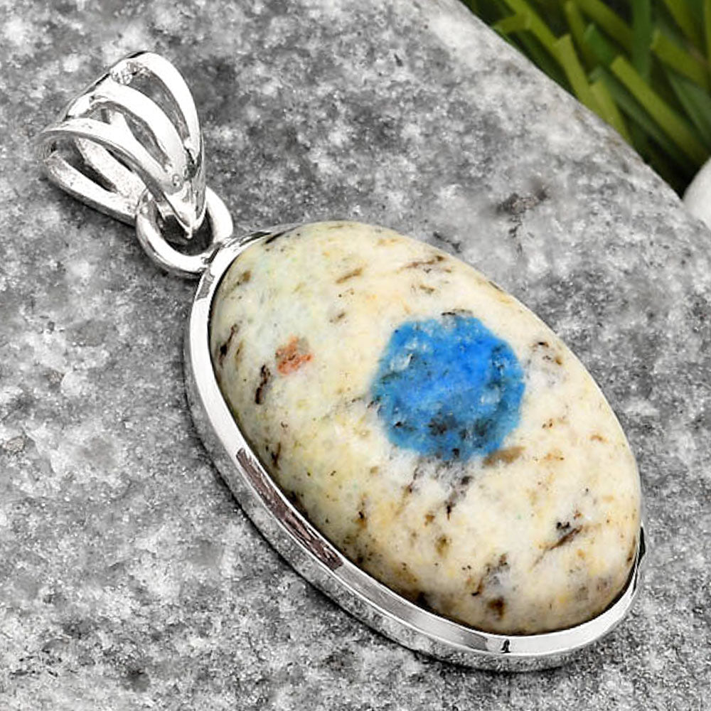 Natural K2 Blue - Azurite In Quartz Pendant P-1002 SDP108112