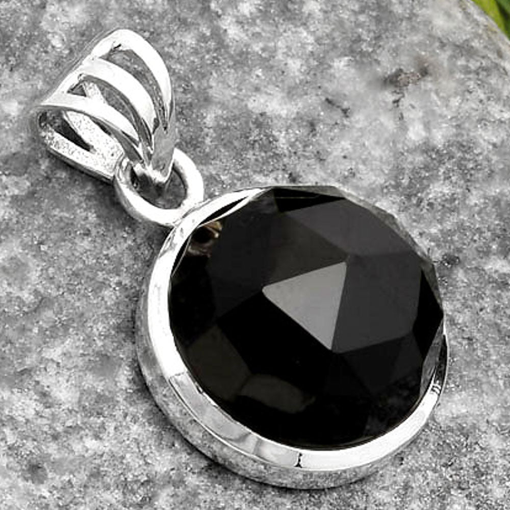 Faceted Natural Black Onyx - Brazil Pendant P-1002 SDP108125