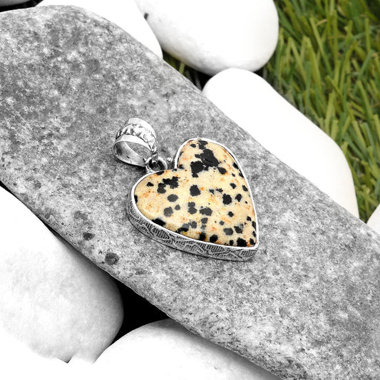 Heart Natural Dalmatian Pendant P-1043 SDP108785