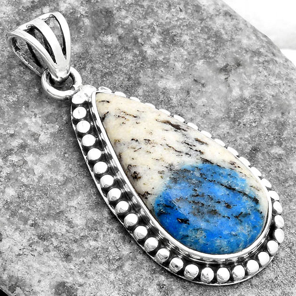 Natural K2 Blue - Azurite In Quartz Pendant P-1052 SDP108883