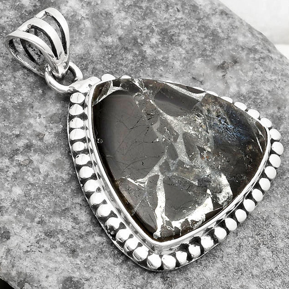 Natural Obsidian And Zinc Pendant P-1052 SDP108893