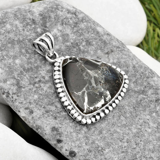 Natural Obsidian And Zinc Pendant P-1052 SDP108893