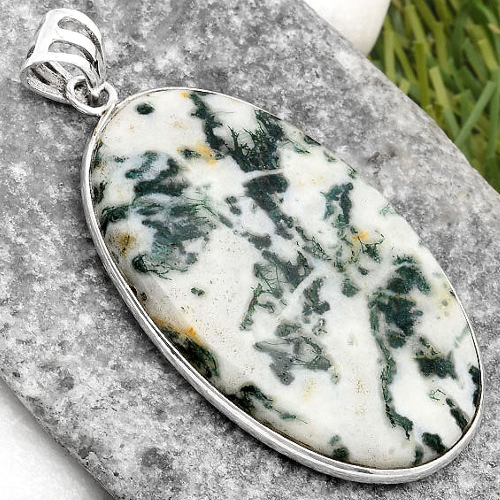 Natural Tree Weed Moss Agate - India Pendant P-1001 SDP109288