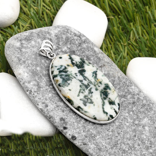 Natural Tree Weed Moss Agate - India Pendant P-1001 SDP109288