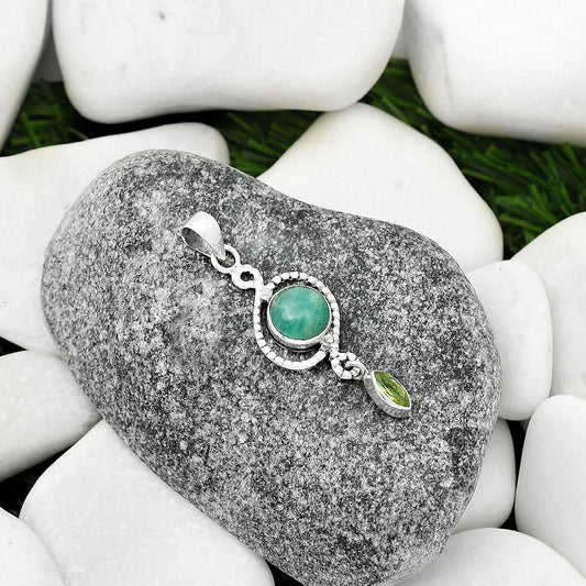 Natural Paraiba Amazonite & Peridot Pendant P-1115 SDP109488