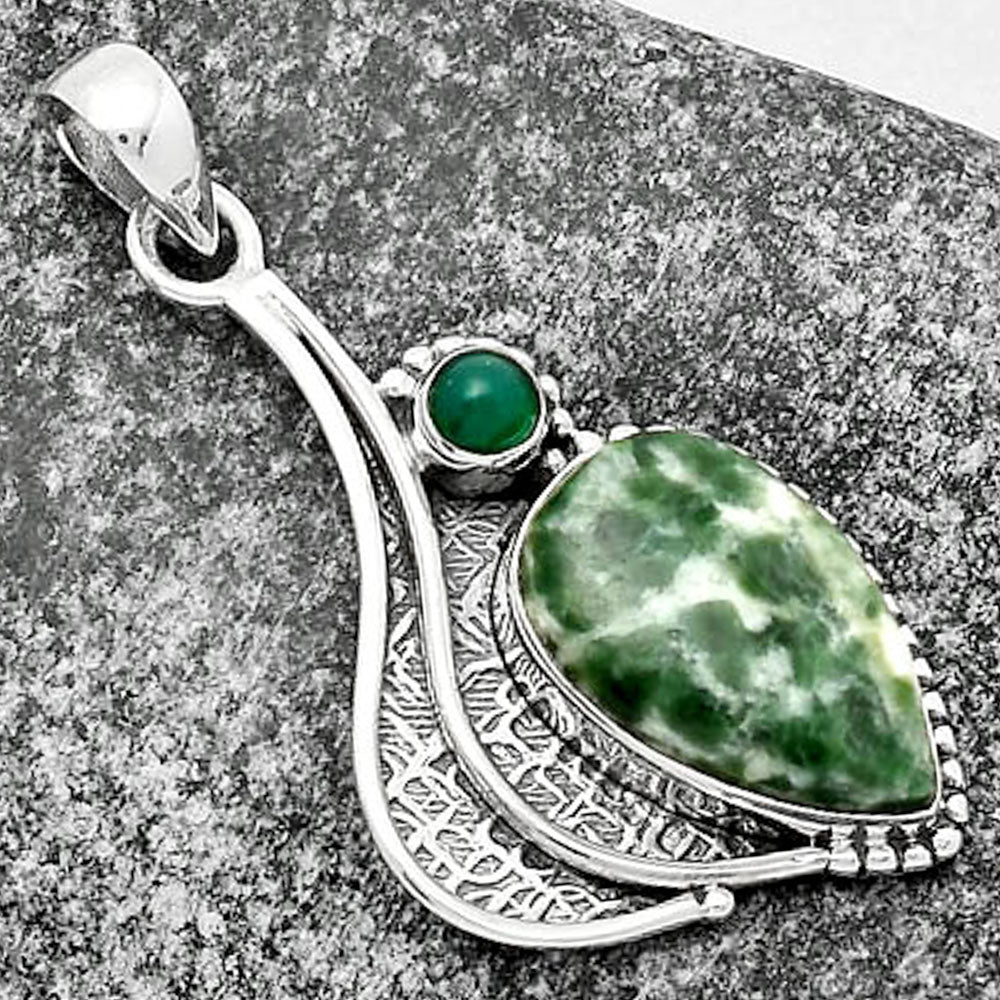 Natural Dioptase & Green Onyx Pendant P-1467 SDP109626