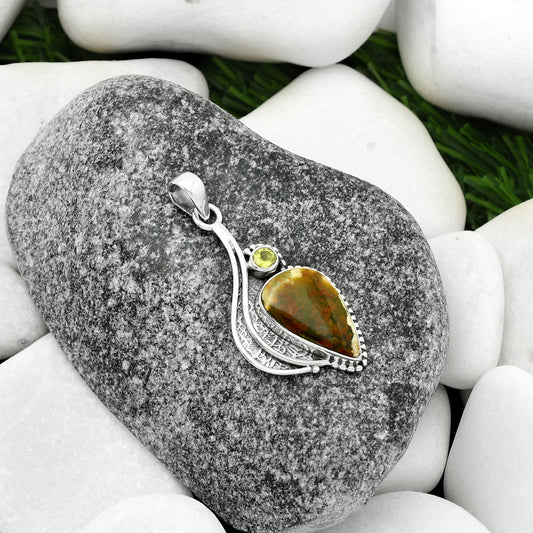 Natural Chrome Chalcedony & Peridot Pendant P-1467 SDP109630