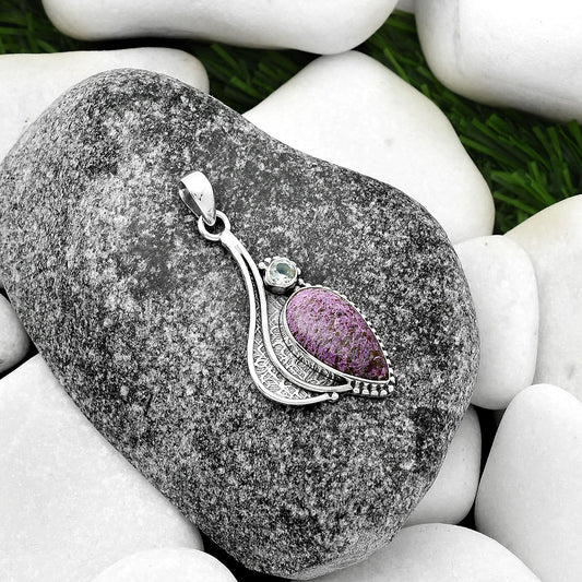 Natural Purpurite & Sky Blue Topaz Pendant P-1467 SDP109655