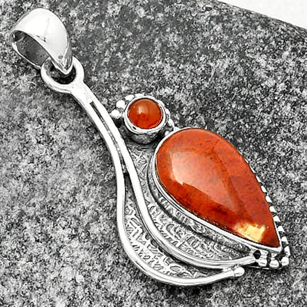 Natural Red Moss Agate & Carnelian Pendant P-1467 SDP109656