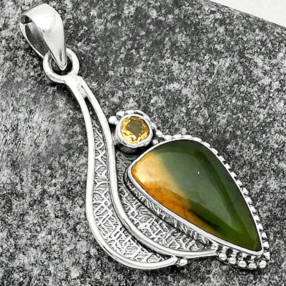 Natural Chrome Chalcedony & Citrine Pendant P-1467 SDP109666