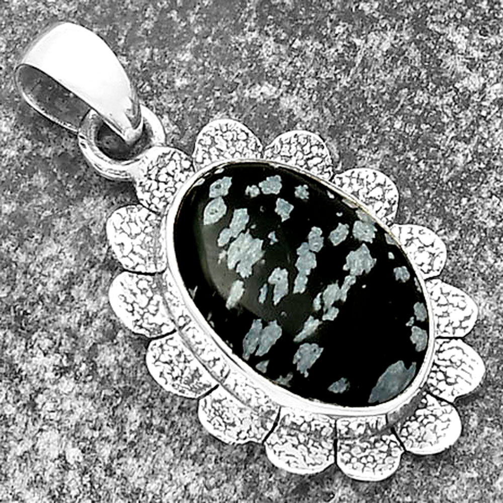 Natural Snow Flake Obsidian Pendant P-1205 SDP109687