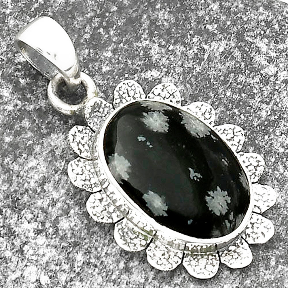 Natural Snow Flake Obsidian Pendant P-1205 SDP109709