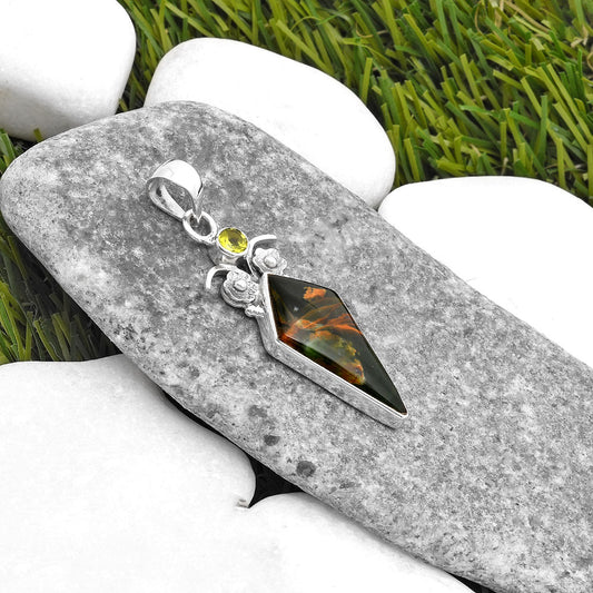 Turkish Rainforest Chrysocolla & Peridot Pendant P-1695 SDP109765