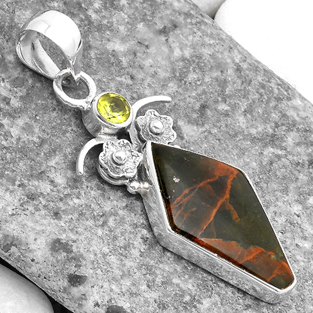 Turkish Rainforest Chrysocolla & Peridot Pendant P-1695 SDP109770