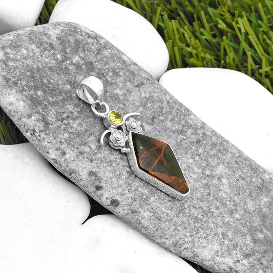 Turkish Rainforest Chrysocolla & Peridot Pendant P-1695 SDP109770