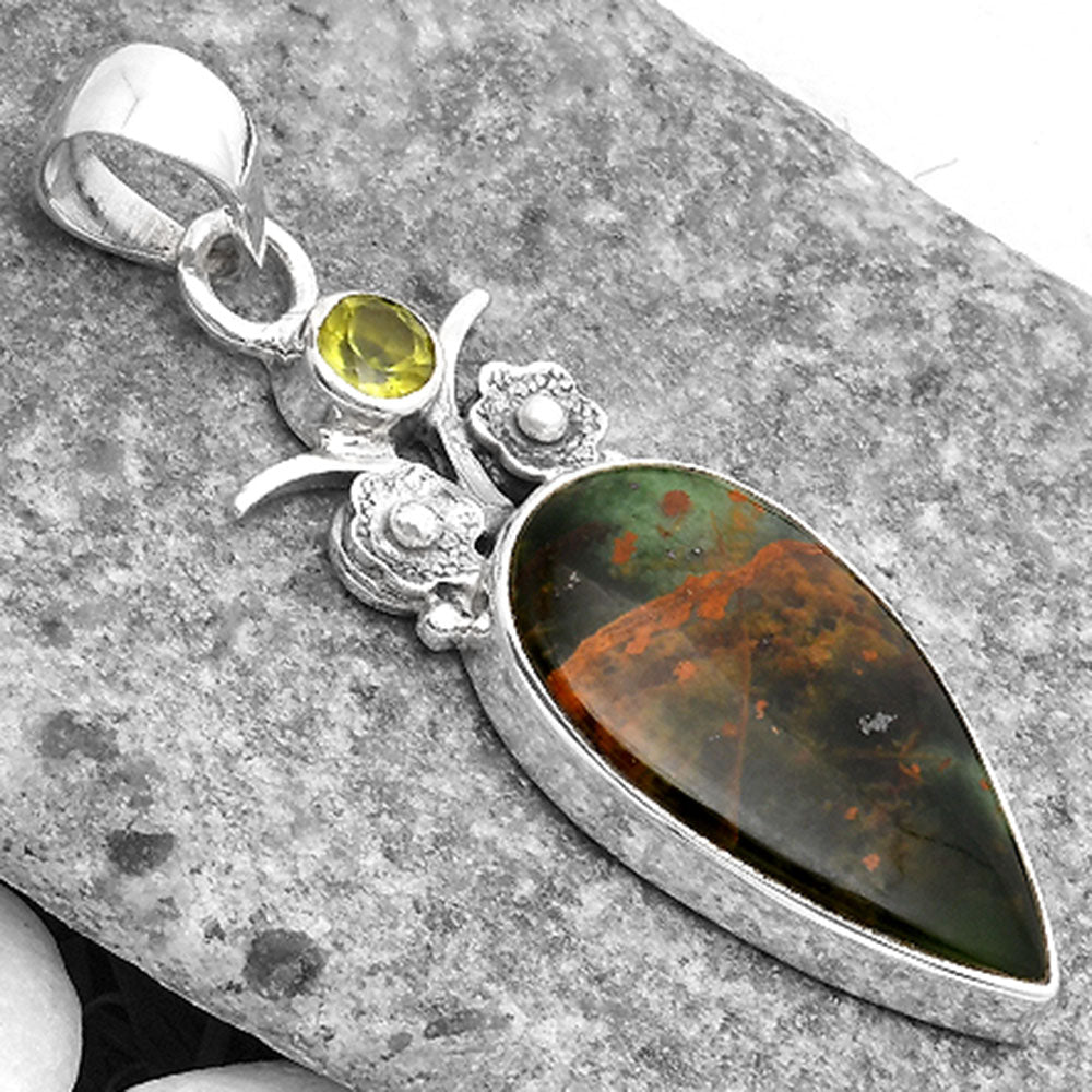 Turkish Rainforest Chrysocolla & Peridot Pendant P-1695 SDP109773
