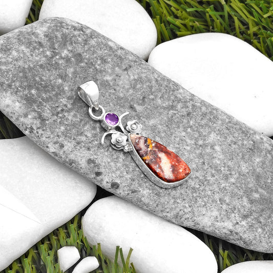 Indian Blanket Jasper & Amethyst Pendant P-1695 SDP109798