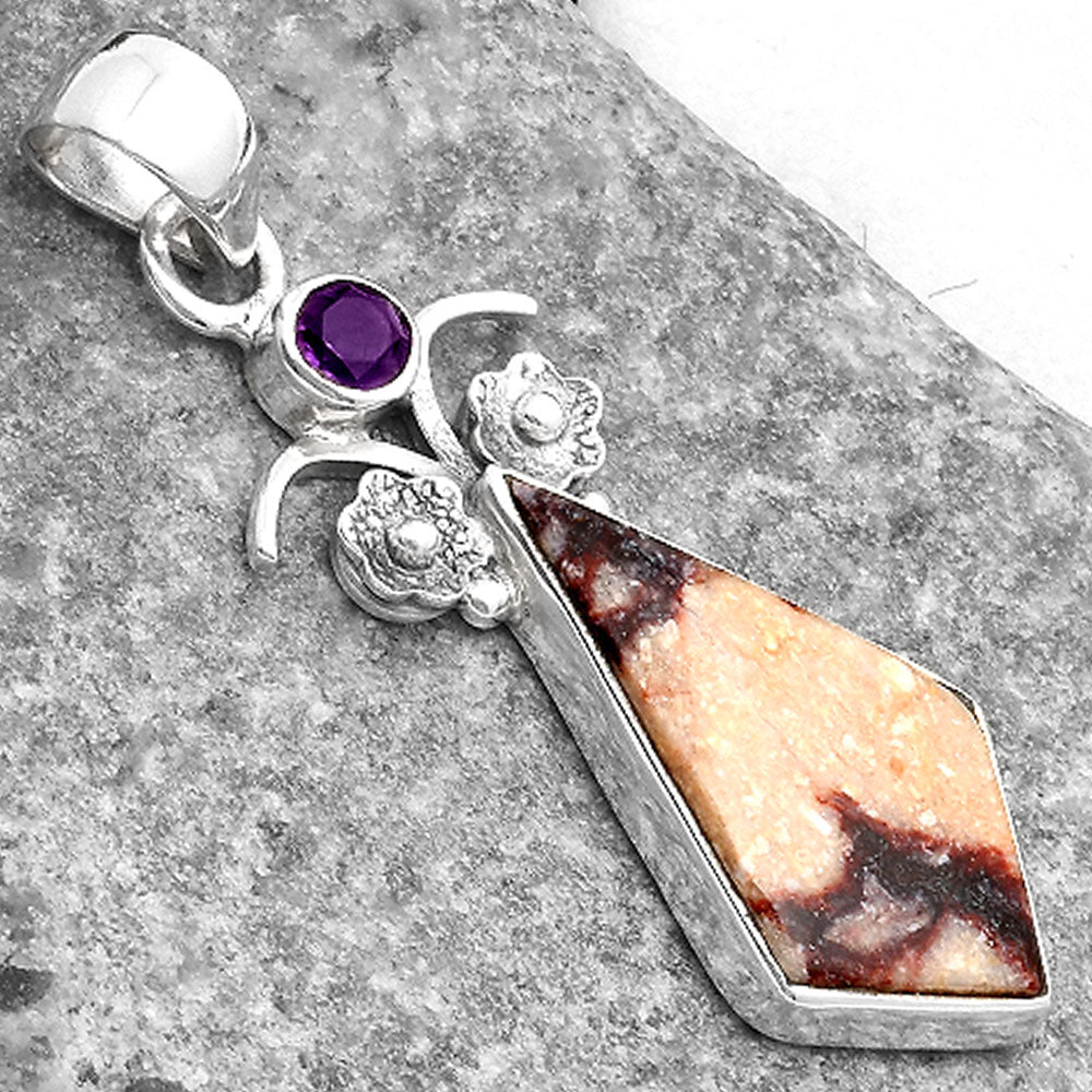 Indian Blanket Jasper & Amethyst Pendant P-1695 SDP109799
