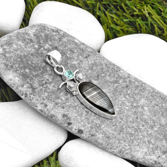 Black Malachite & Sky Blue Topaz Pendant P-1695 SDP109804