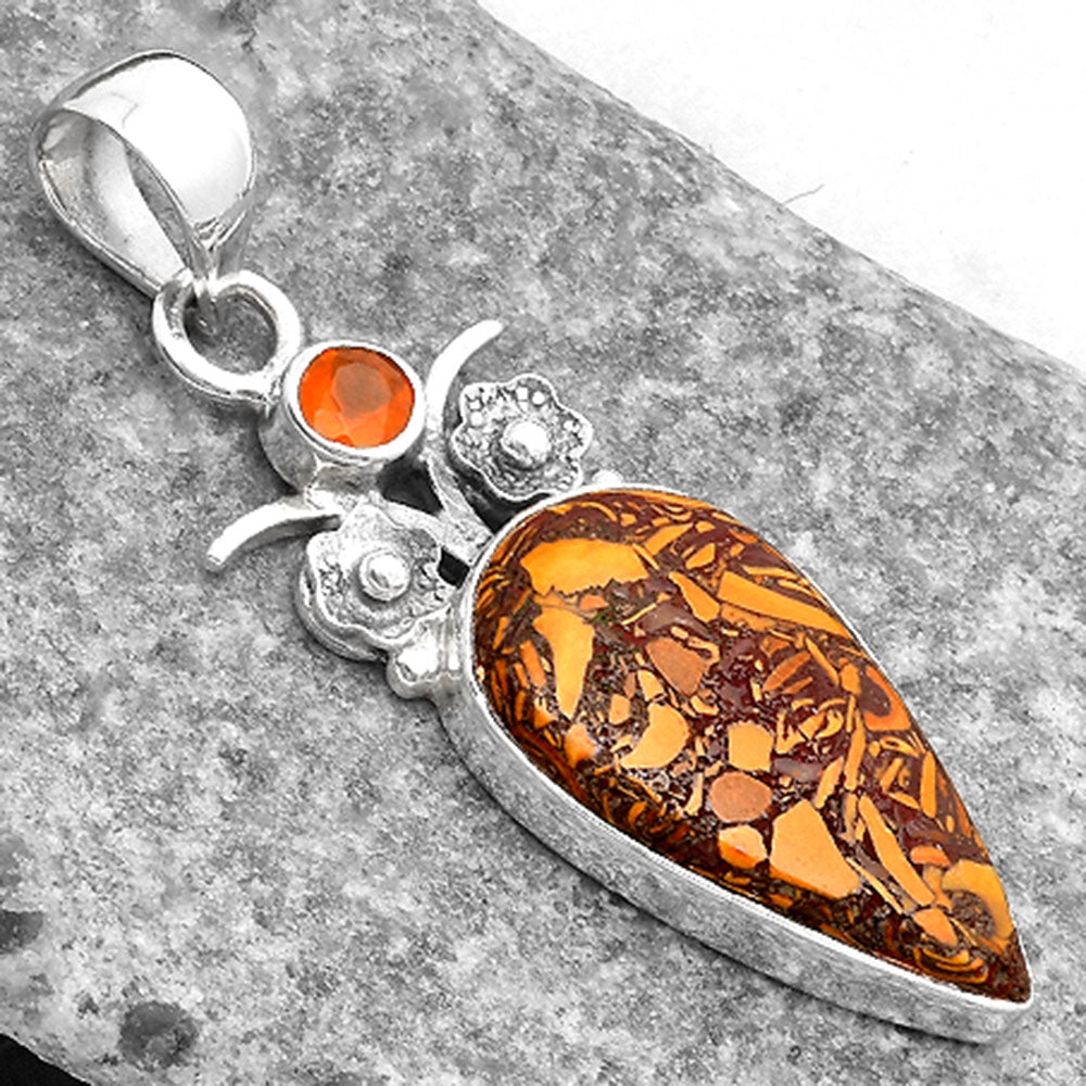 Coquina Fossil Jasper & Carnelian Pendant P-1695 SDP109808