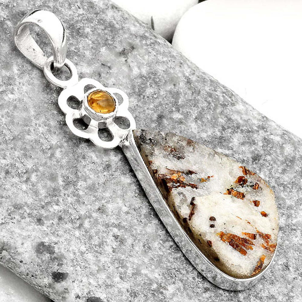 Astrophyllite Druzy Russia & Citrine Pendant P-1634 SDP109965