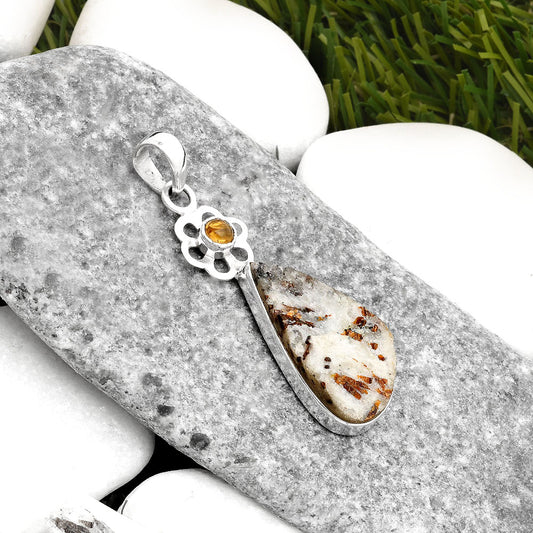 Astrophyllite Druzy Russia & Citrine Pendant P-1634 SDP109965