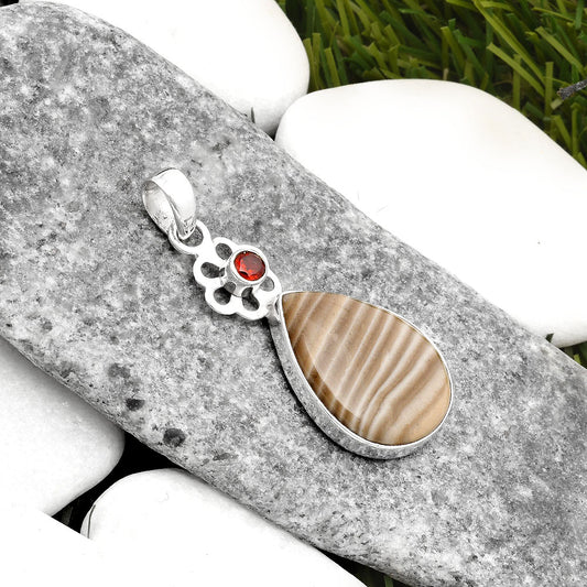 Natural Flint Stone & Garnet Pendant P-1634 SDP109980