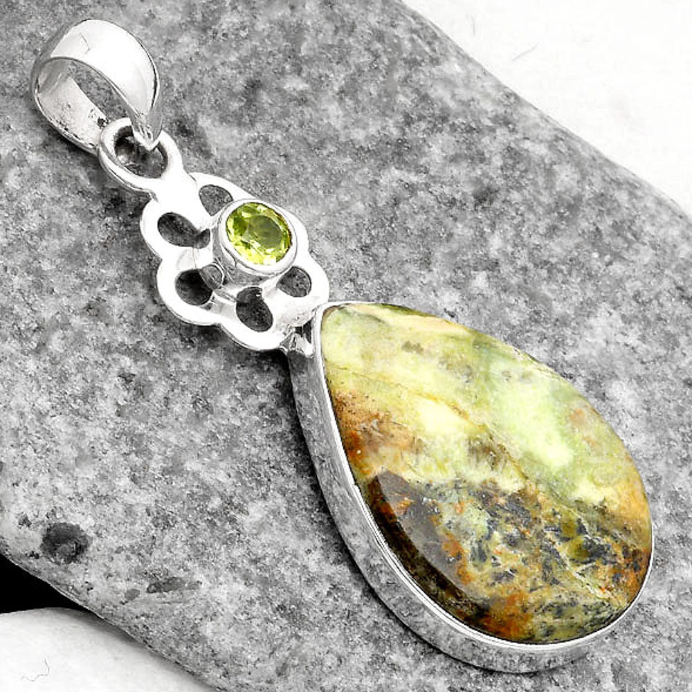 Natural Chrome Chalcedony & Peridot Pendant P-1634 SDP109995