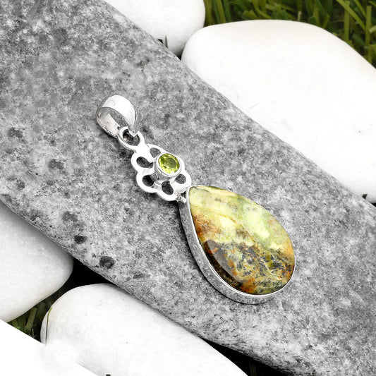 Natural Chrome Chalcedony & Peridot Pendant P-1634 SDP109995