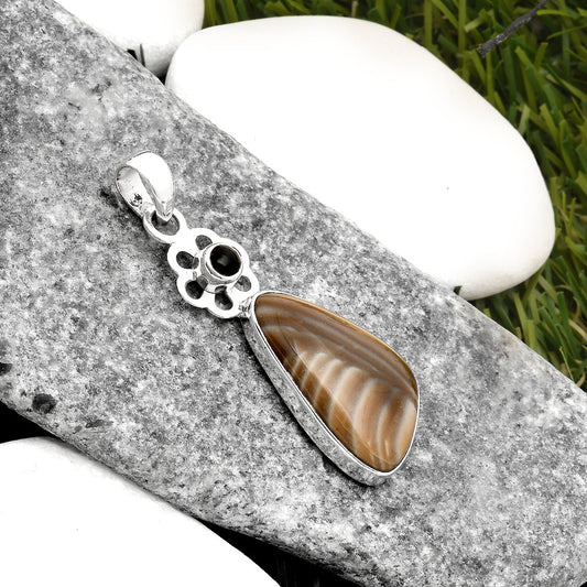 Natural Flint Stone & Black Onyx Pendant P-1634 SDP110005